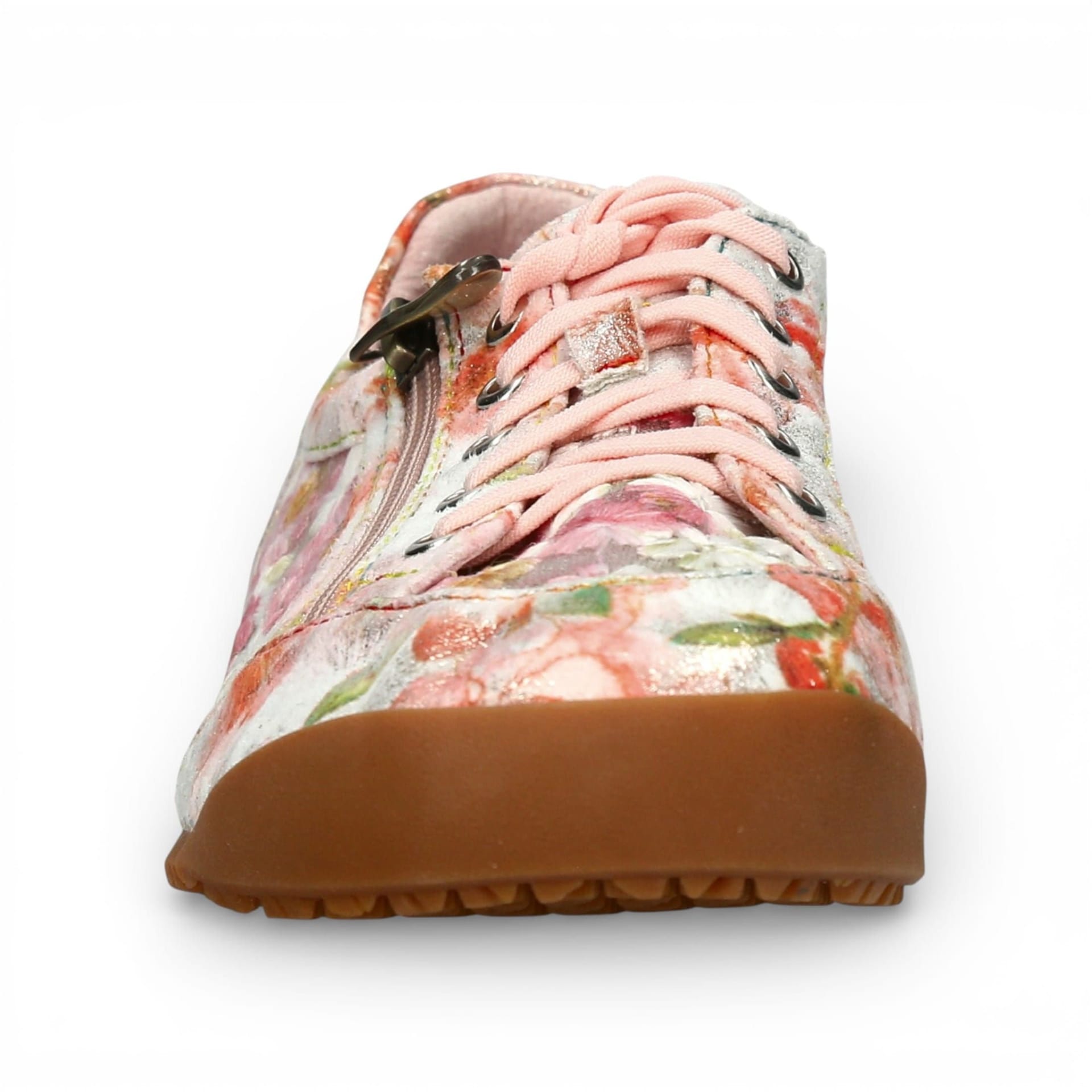 laura vita Laura Vita Women's Floral Leather Trainers Zip Sneaker Shoes - Tivanao-05 in Pink - 4