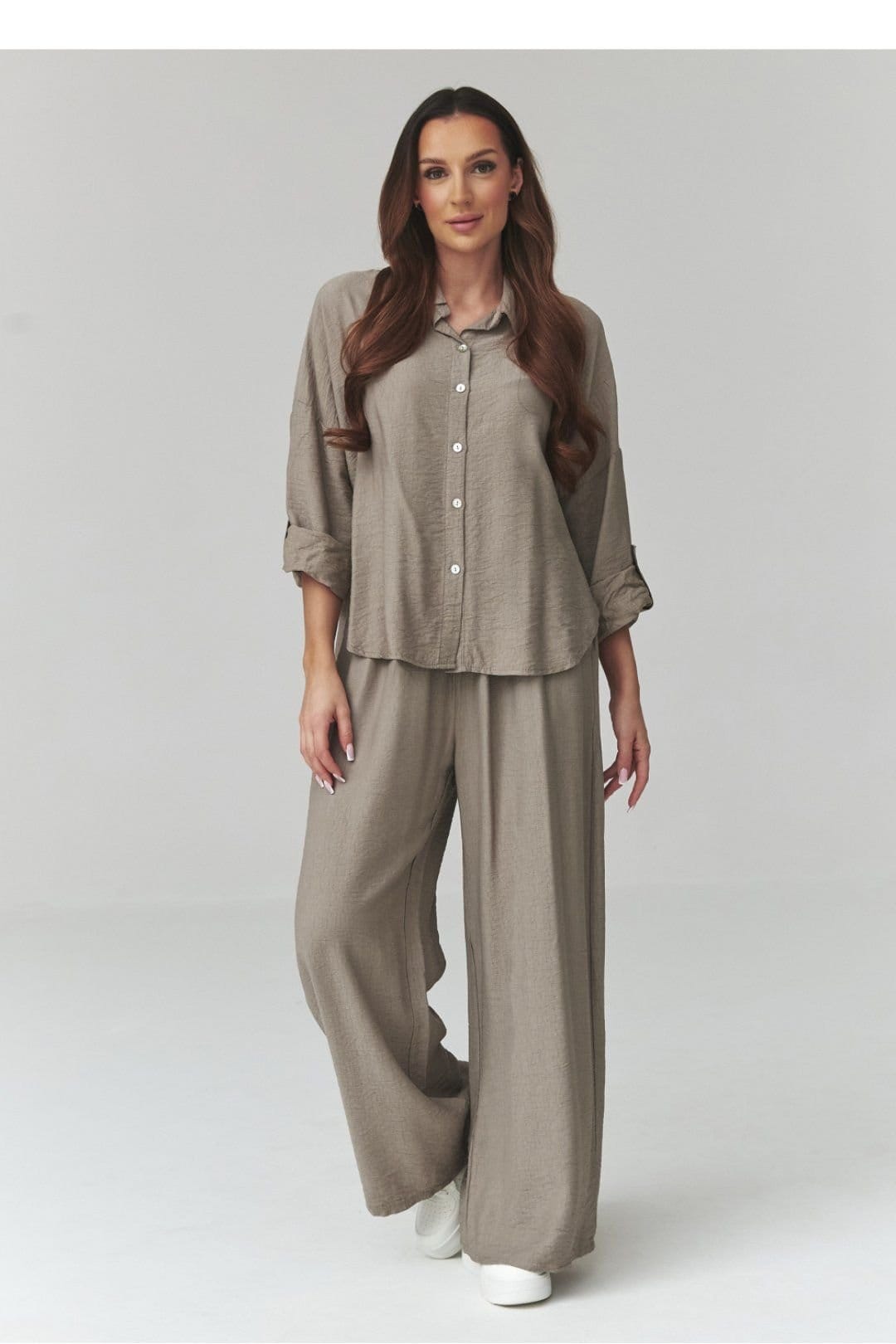Love Lace Brown Shirt & Wide Pants Set