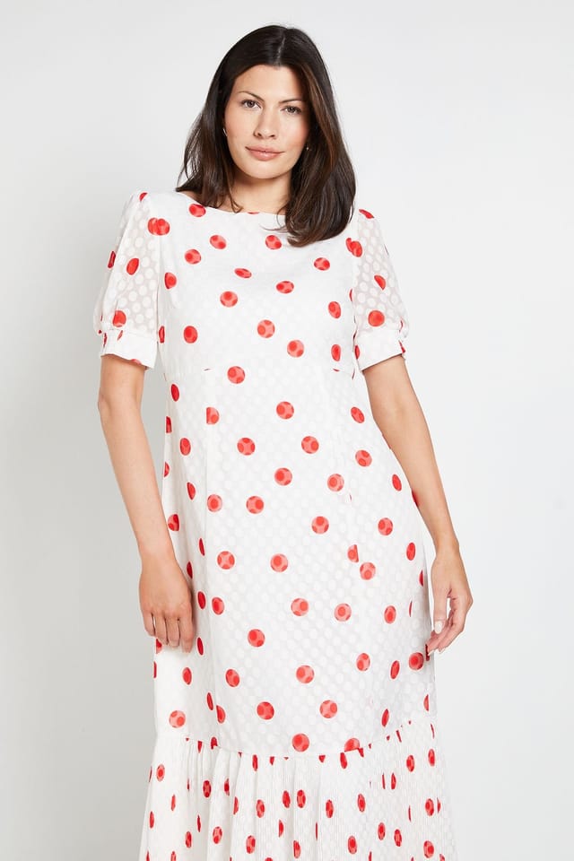 Wallis Wallis Women's Polka Dot Pleated Hem Midi Dress in Ivory - 2