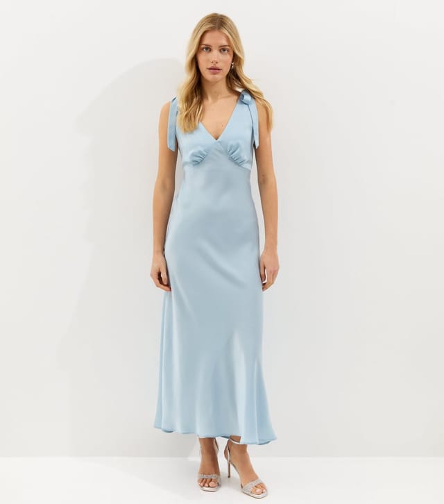 New Look Women's Light Blue Tie Shoulder Plunge Maxi Dress New Look - 2