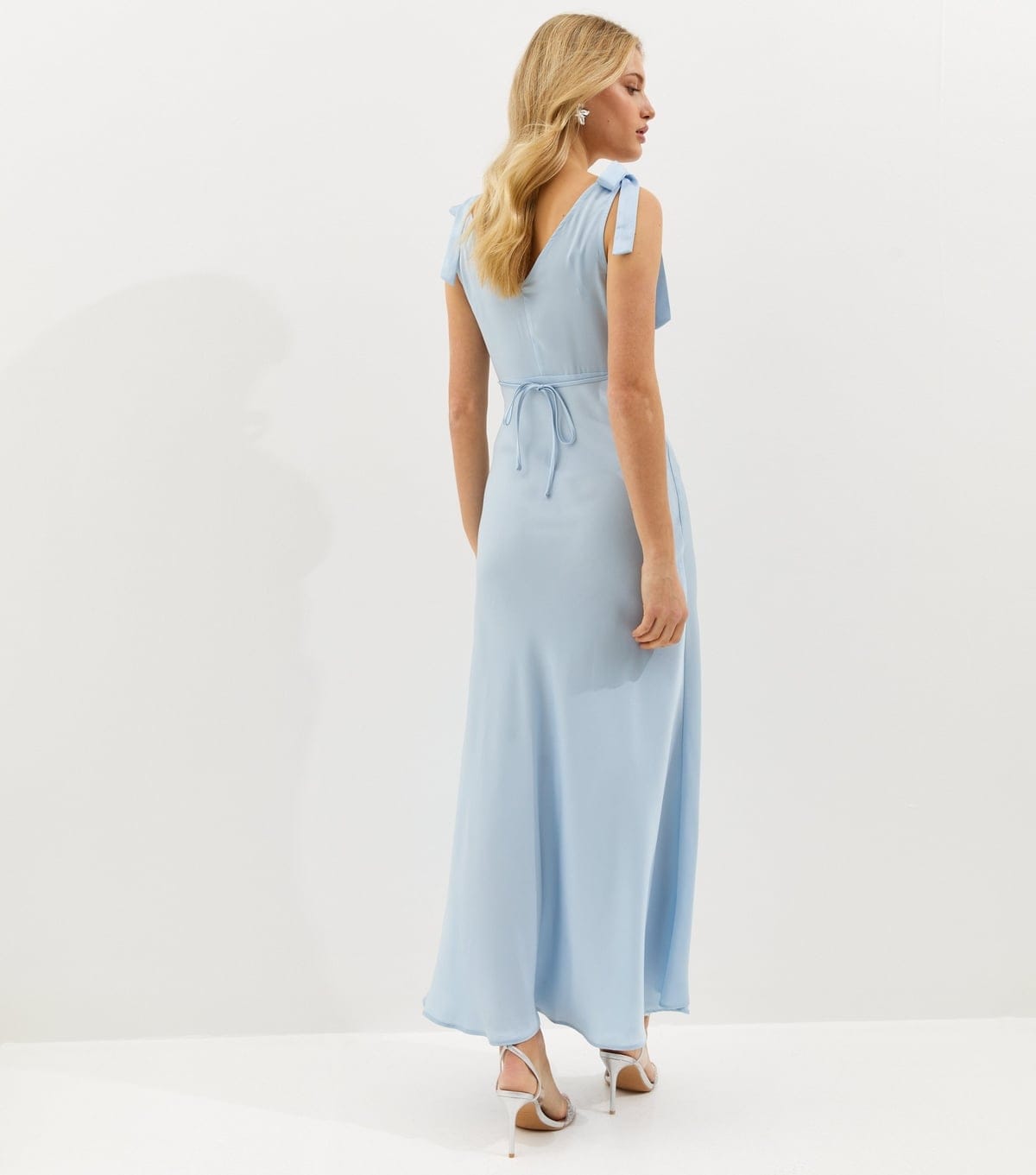 New Look Women's Light Blue Tie Shoulder Plunge Maxi Dress New Look - 4
