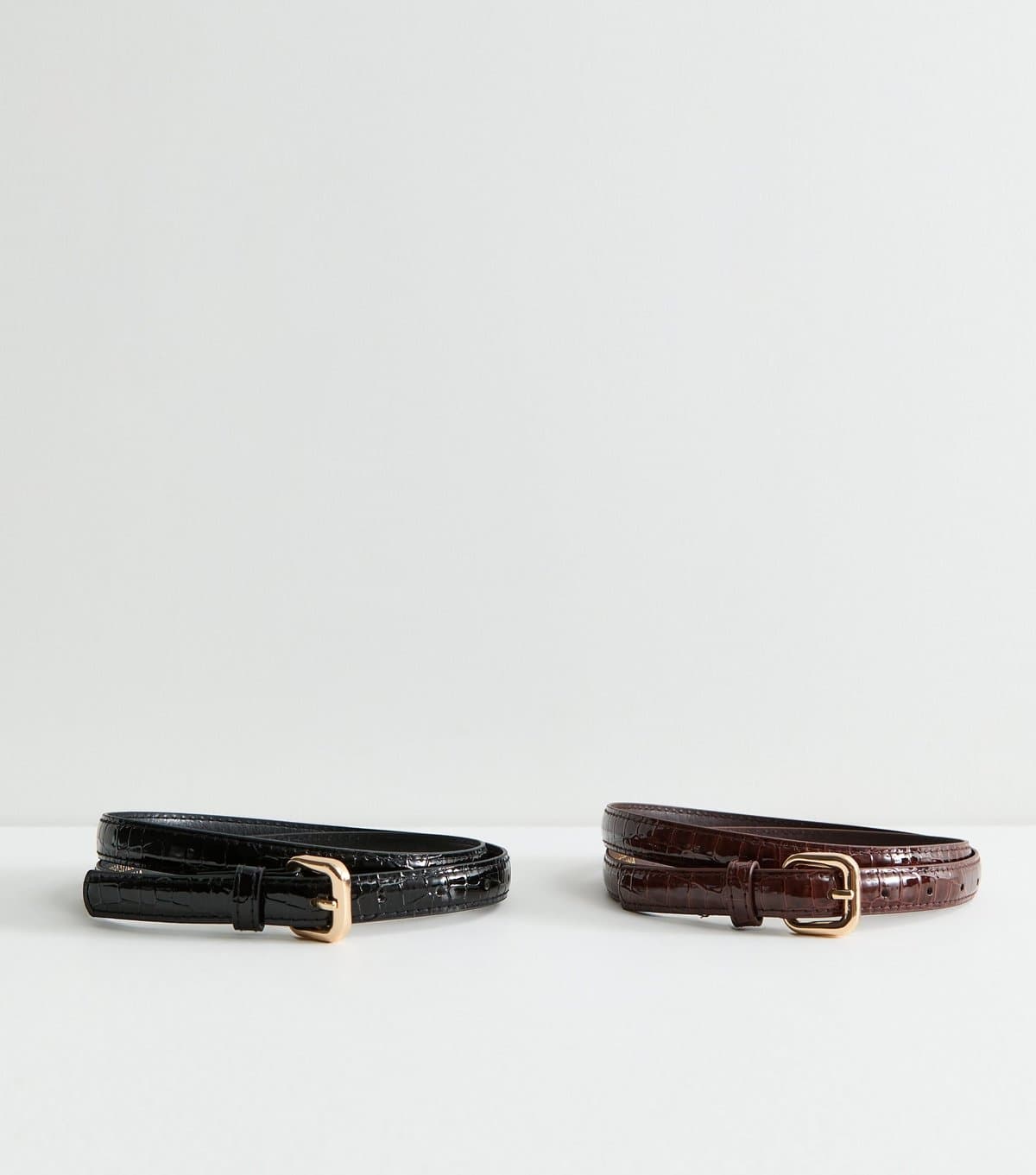 New Look Pack of 2 Brown Faux Leather Belts New Look