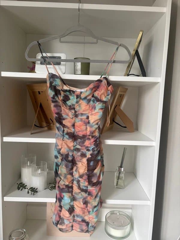 Bershka Bershka Ladies Ruched Multicoloured Bodycon Dress size XS UK 4-6