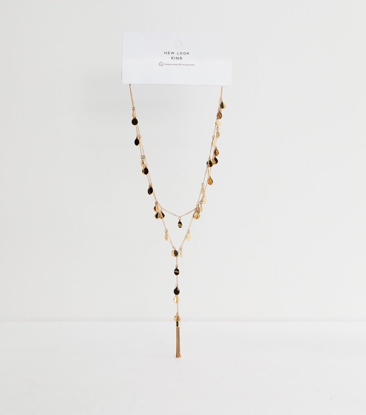 New Look Gold Tone 2 Layer Long Tassle Necklace New Look
