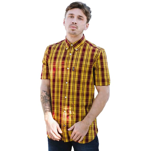 Lambretta Lambretta Men's SS25 Checked Shirt in Burgundy - 3