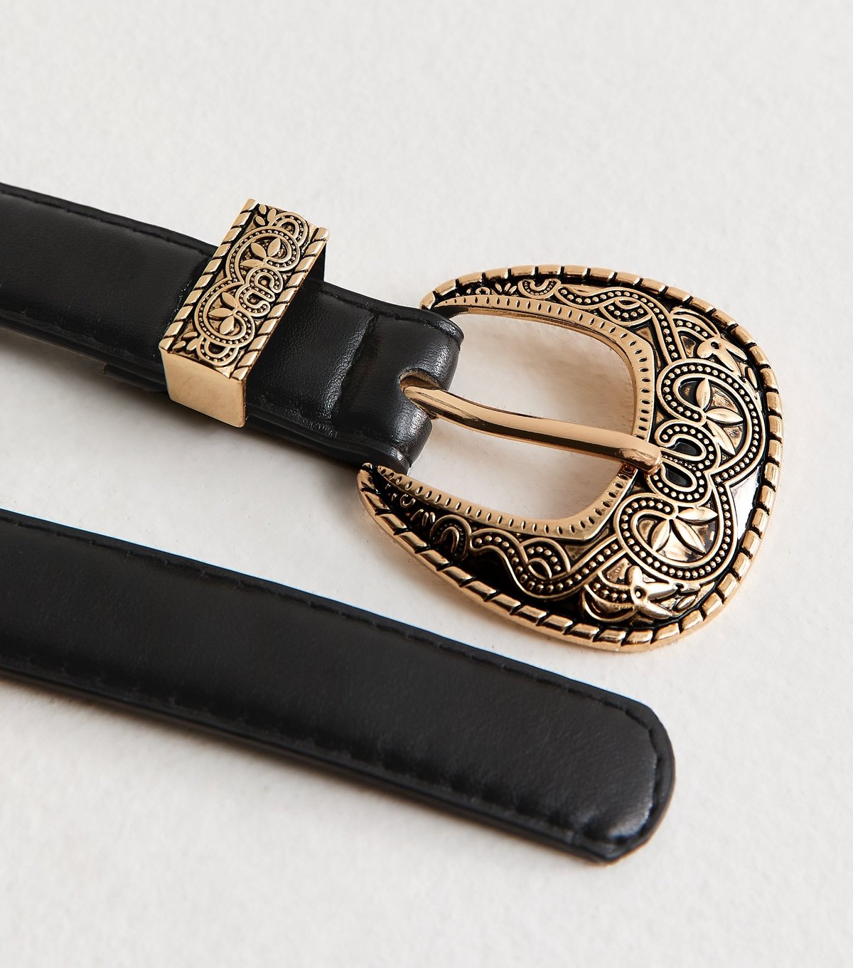 New Look Black Faux Leather Western Skinny Belt New Look - 3