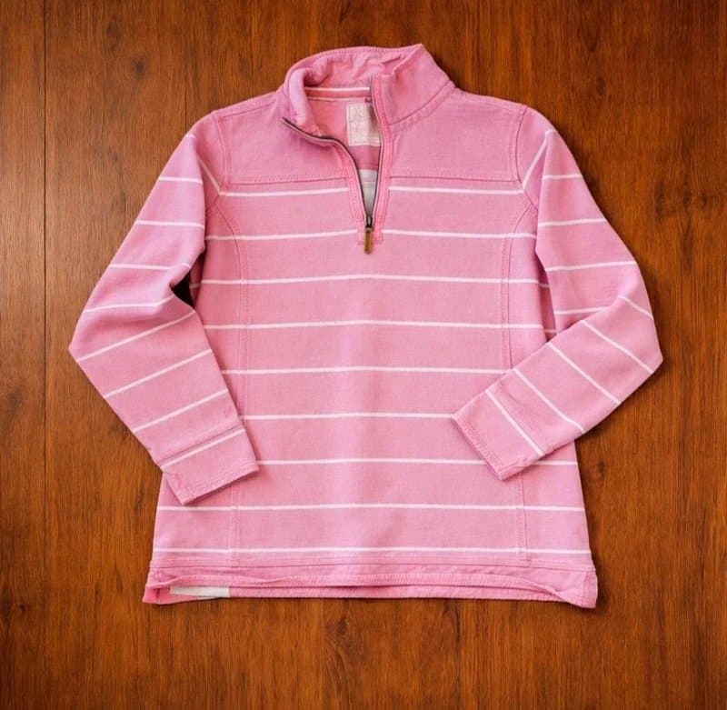 FatFace Fat Face washed pink quarter zip striped sweatshirt jumper size 16