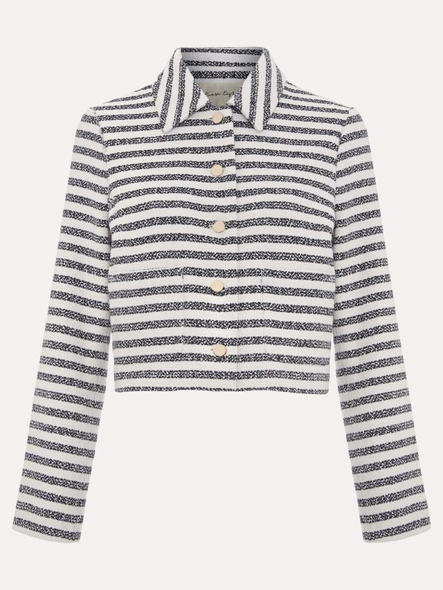 Phase Eight Phase Eight Women's Neave Collared Stripe Crop Jacket in Mid Navy - 2