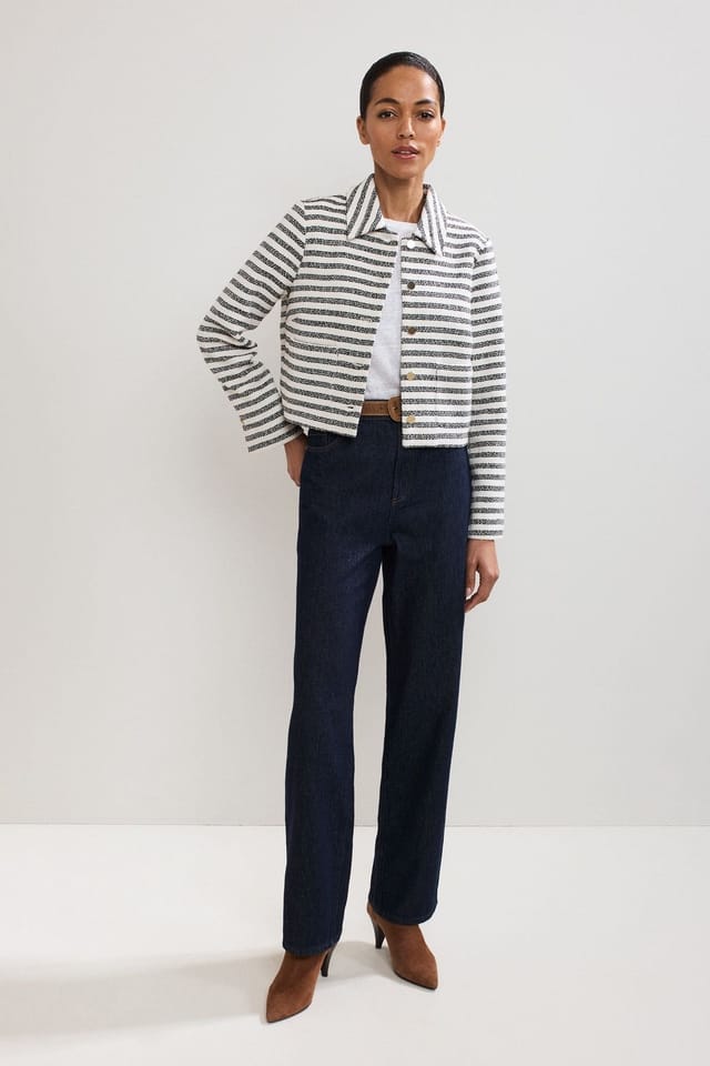 Phase Eight Phase Eight Women's Neave Collared Stripe Crop Jacket in Mid Navy - 3