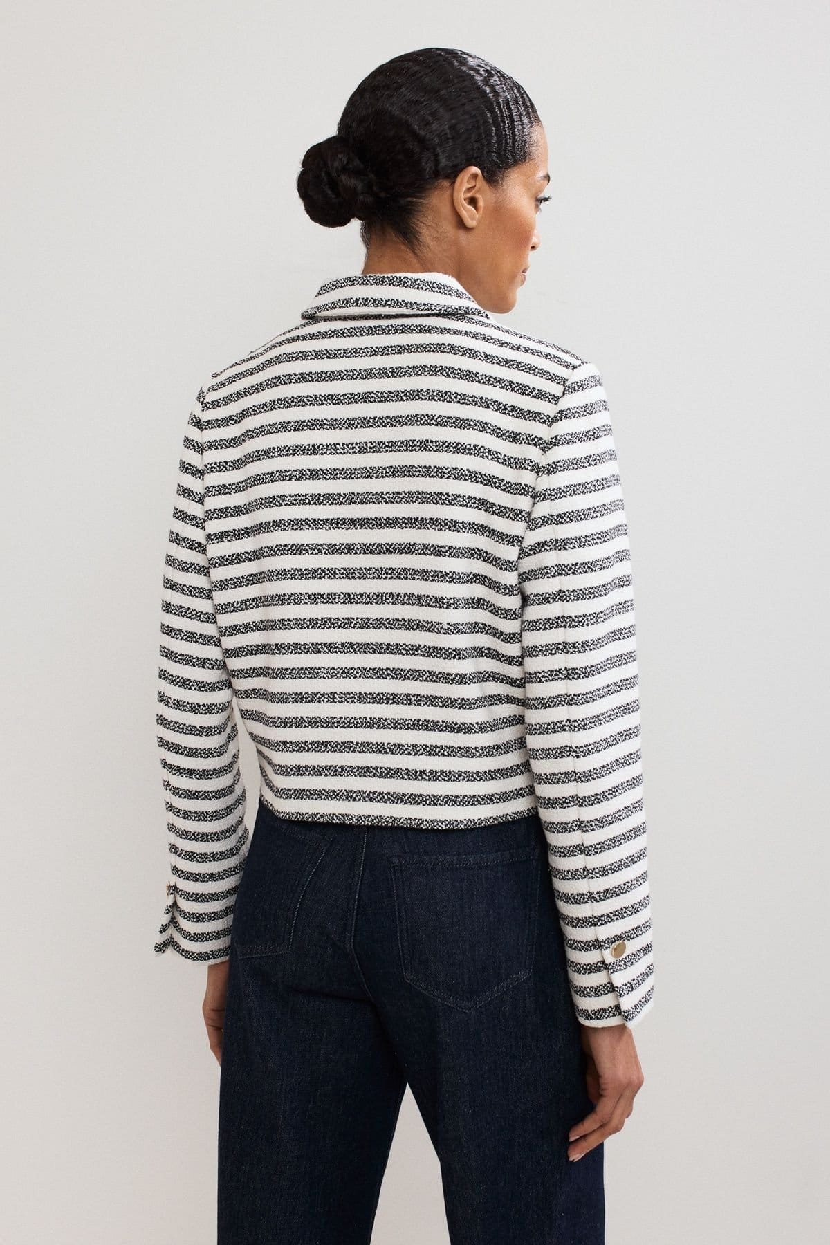 Phase Eight Phase Eight Women's Neave Collared Stripe Crop Jacket in Mid Navy - 4
