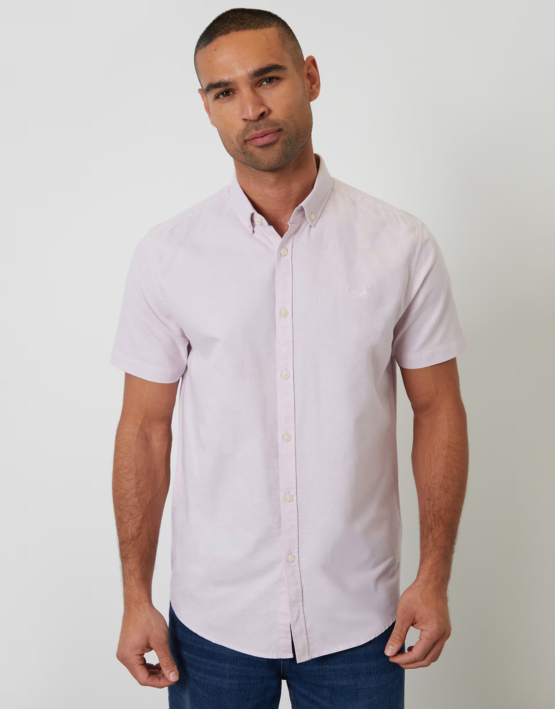 ASOS Threadbare Oxford cotton short sleeve shirt in pink