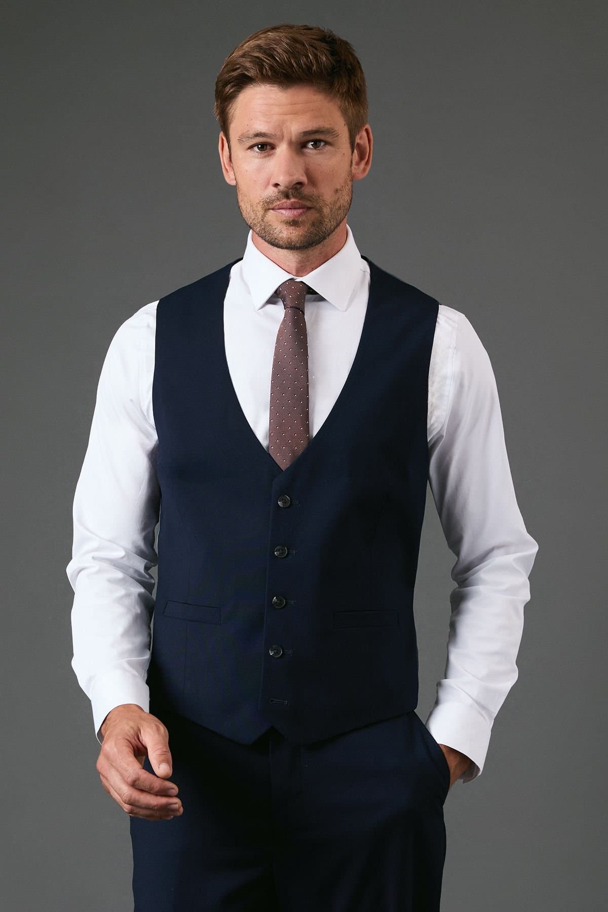 Burton Burton Men's Navy Tailored Fit Essential Waistcoat