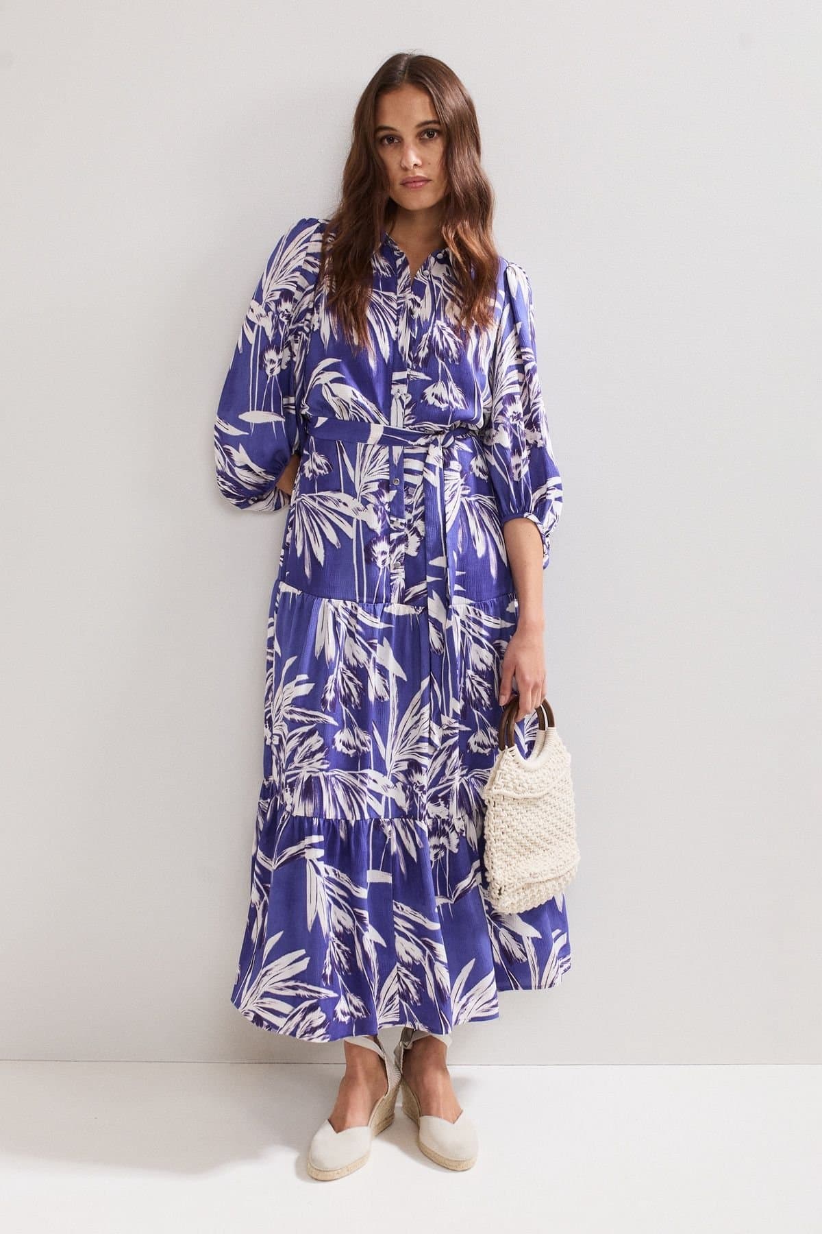 Phase Eight Phase Eight Women's Coralie Print Shirt Midaxi Dress in Cobalt