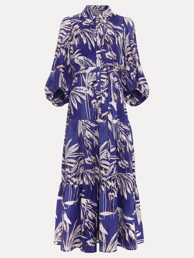 Phase Eight Phase Eight Women's Coralie Print Shirt Midaxi Dress in Cobalt - 2