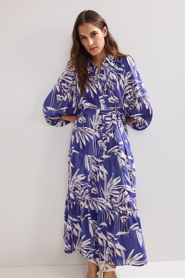 Phase Eight Phase Eight Women's Coralie Print Shirt Midaxi Dress in Cobalt - 3
