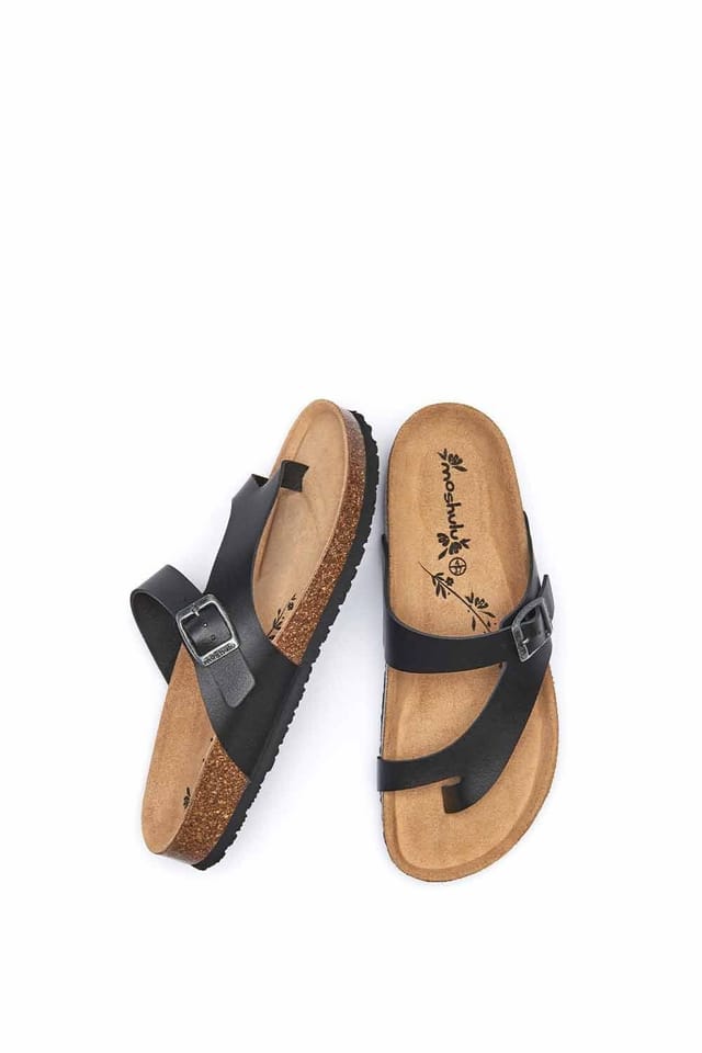 Moshulu Moshulu Women's 'Wilma 2' Toe-Post Cork Footbed Sandals in Black - 2