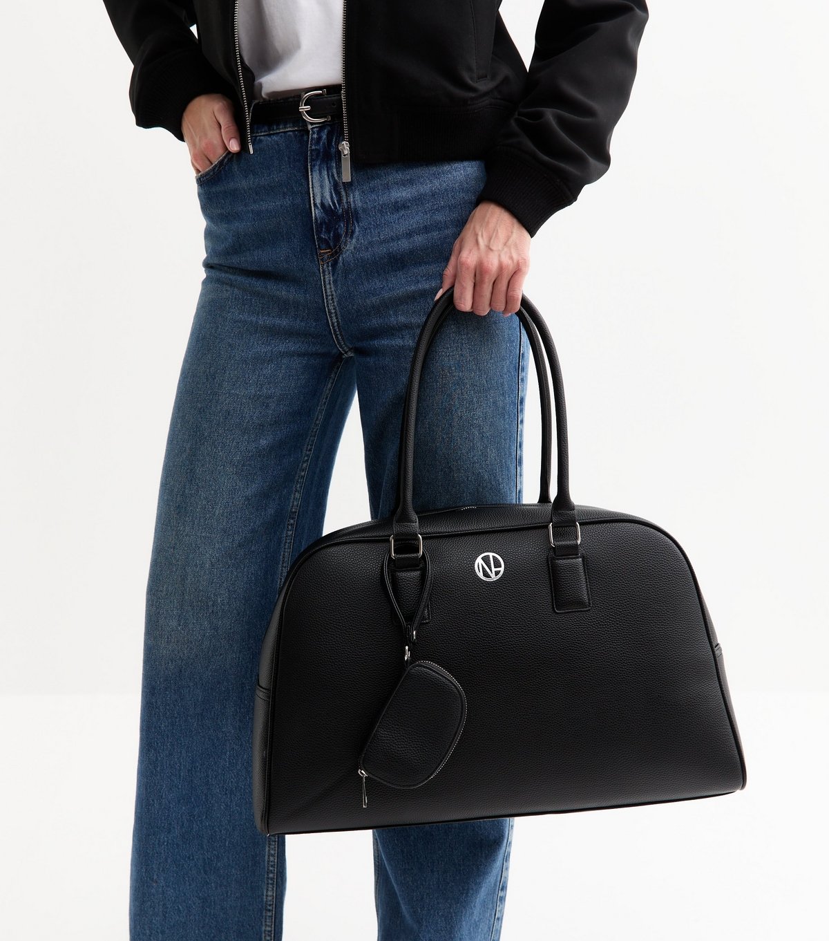 New Look Black Faux Leather Large Weekend Bag New Look - 2