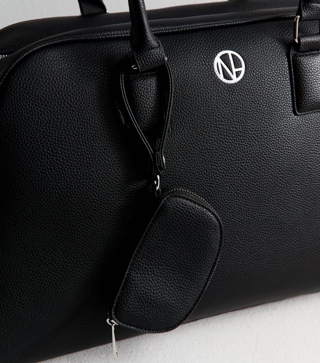 New Look Black Faux Leather Large Weekend Bag New Look - 3