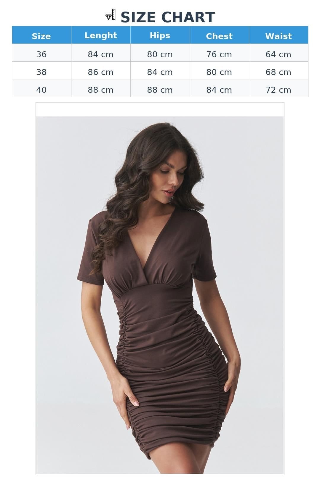 Love Lace Love Lace Women's Sweetheart Ruched Mini Dress Short Sleeve in Brown - 4