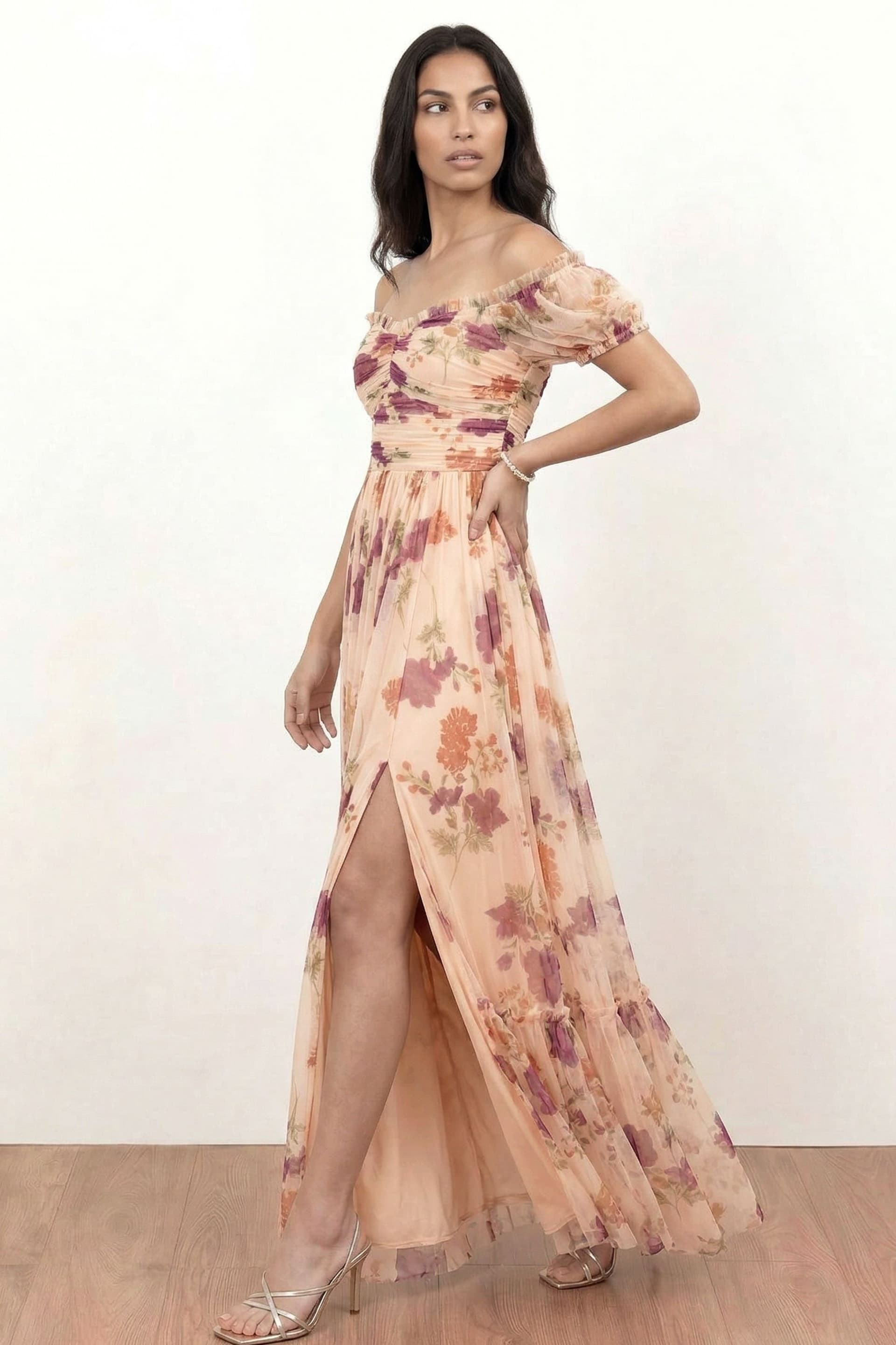 Anaya with Love Anaya with Love Women's Floral Bardot Maxi Dress