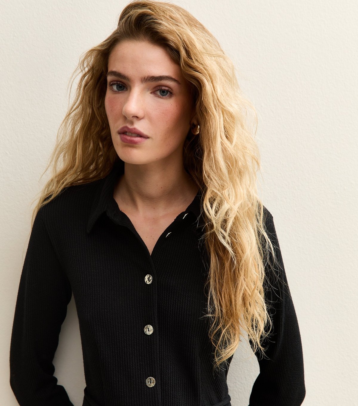 New Look Women's Black Button Through Collared Mini Dress New Look - 3