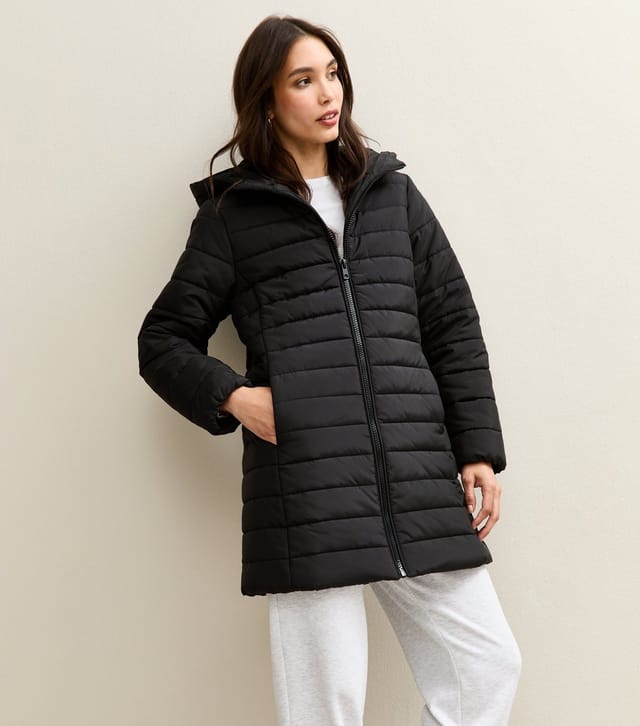 New Look Women's Black Longline Hooded Puffer Jacket New Look - 2