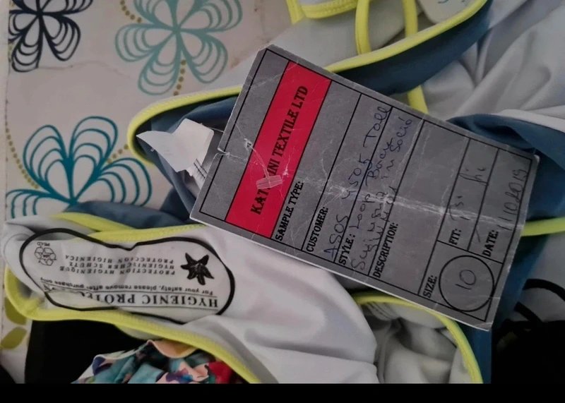 ASOS New ASOS 10 sample lace up blue neon green 4505 swimming costume holiday swimsuit low cut - 1