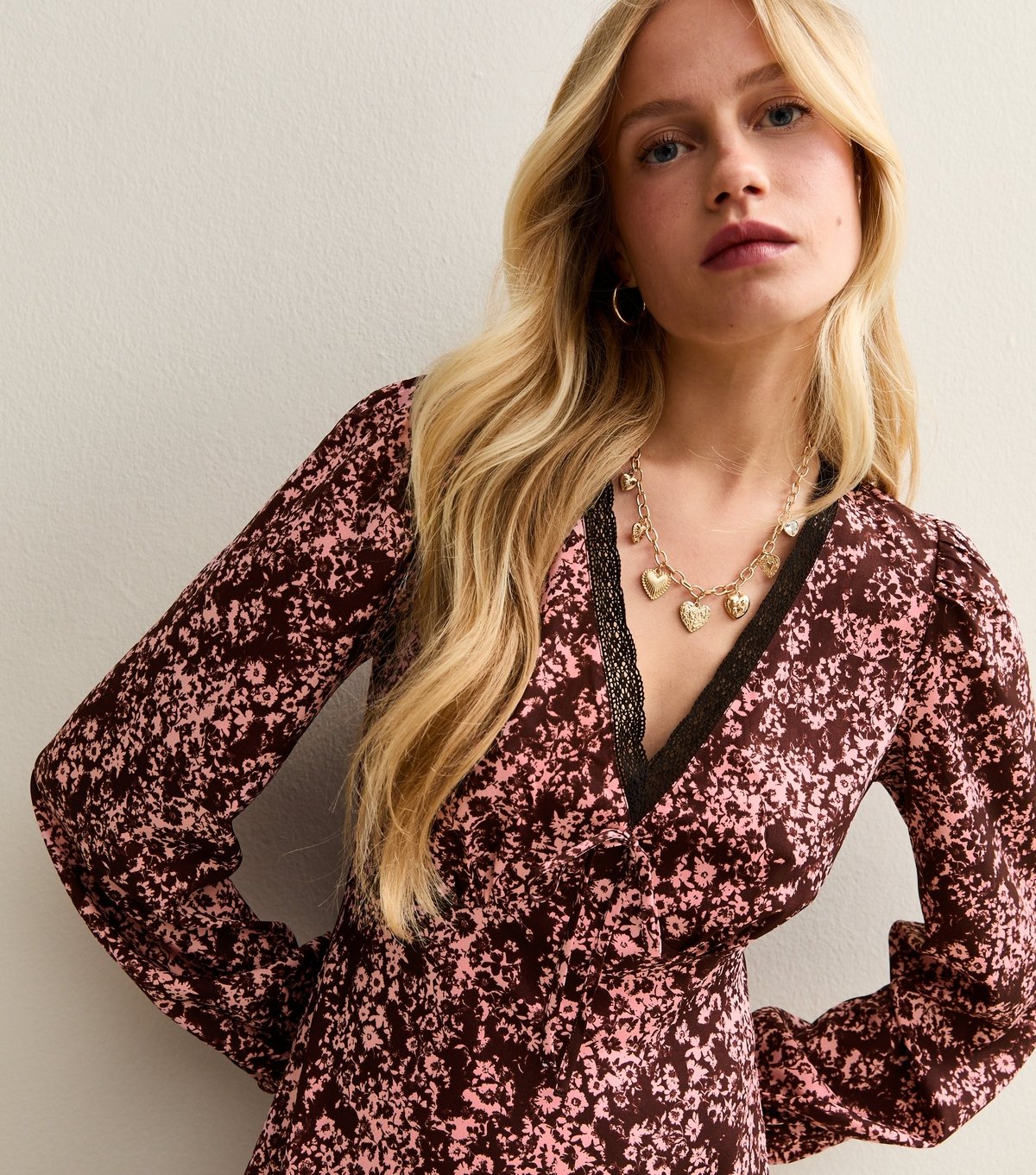 New Look Women's Pink Burgundy Floral Print Midi Dress New Look - 2