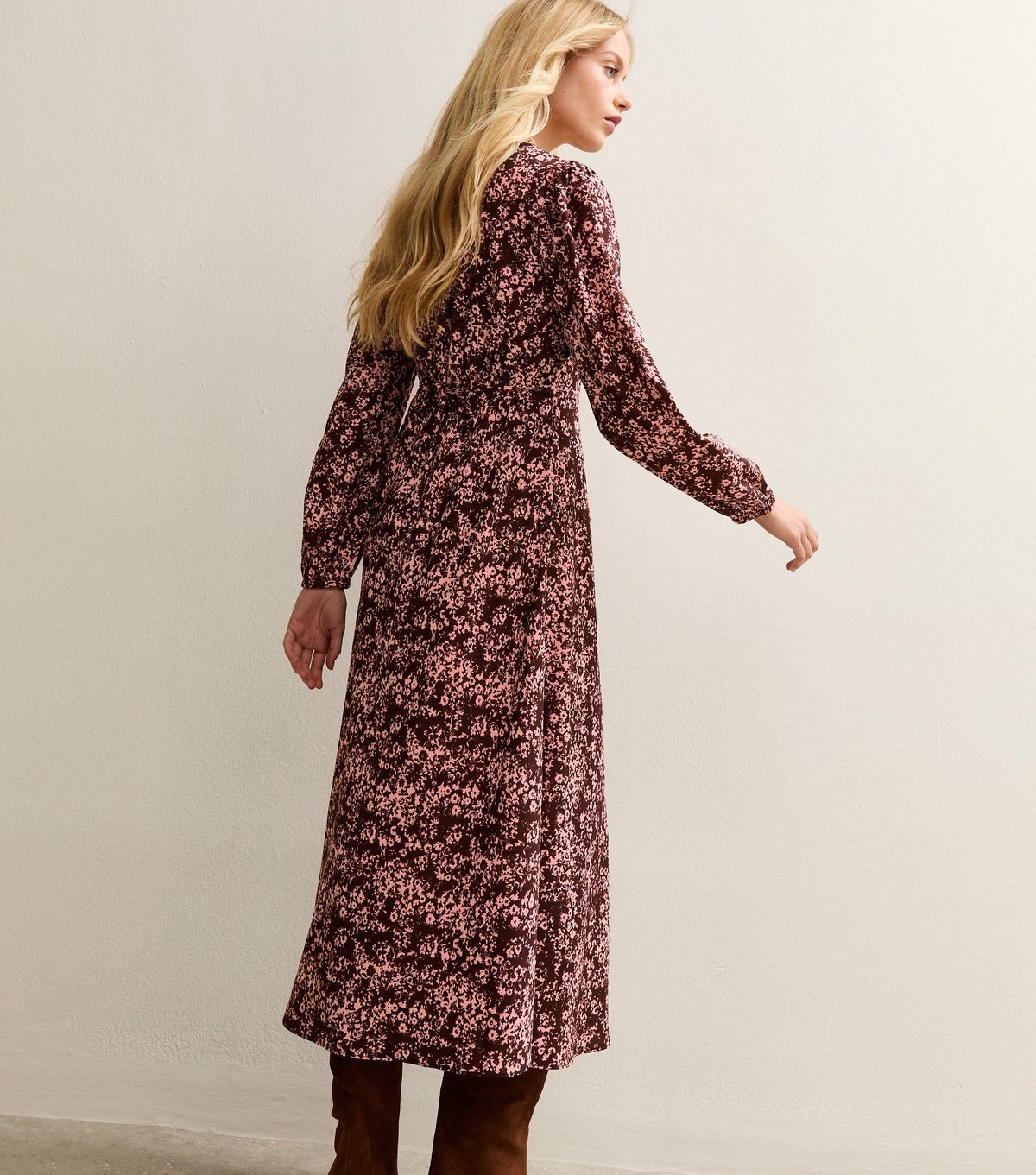 New Look Women's Pink Burgundy Floral Print Midi Dress New Look - 4