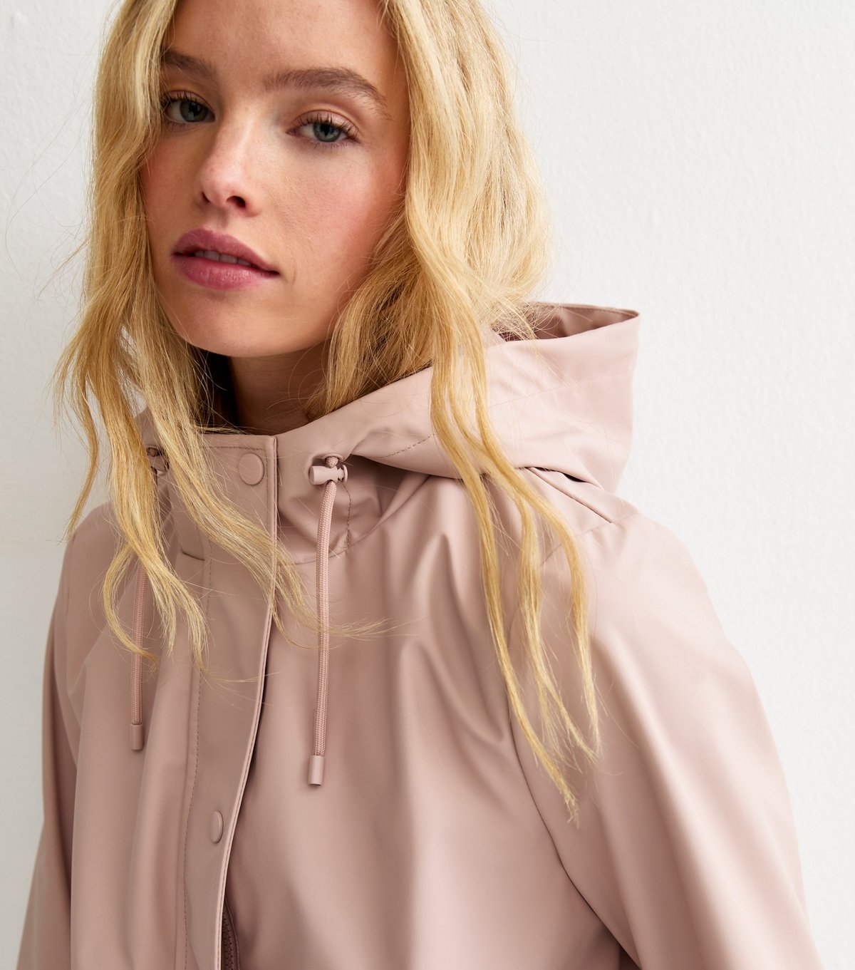 New Look Women's Pale Pink Water Resistant Drawstring Hood Rain Anorak New Look - 2