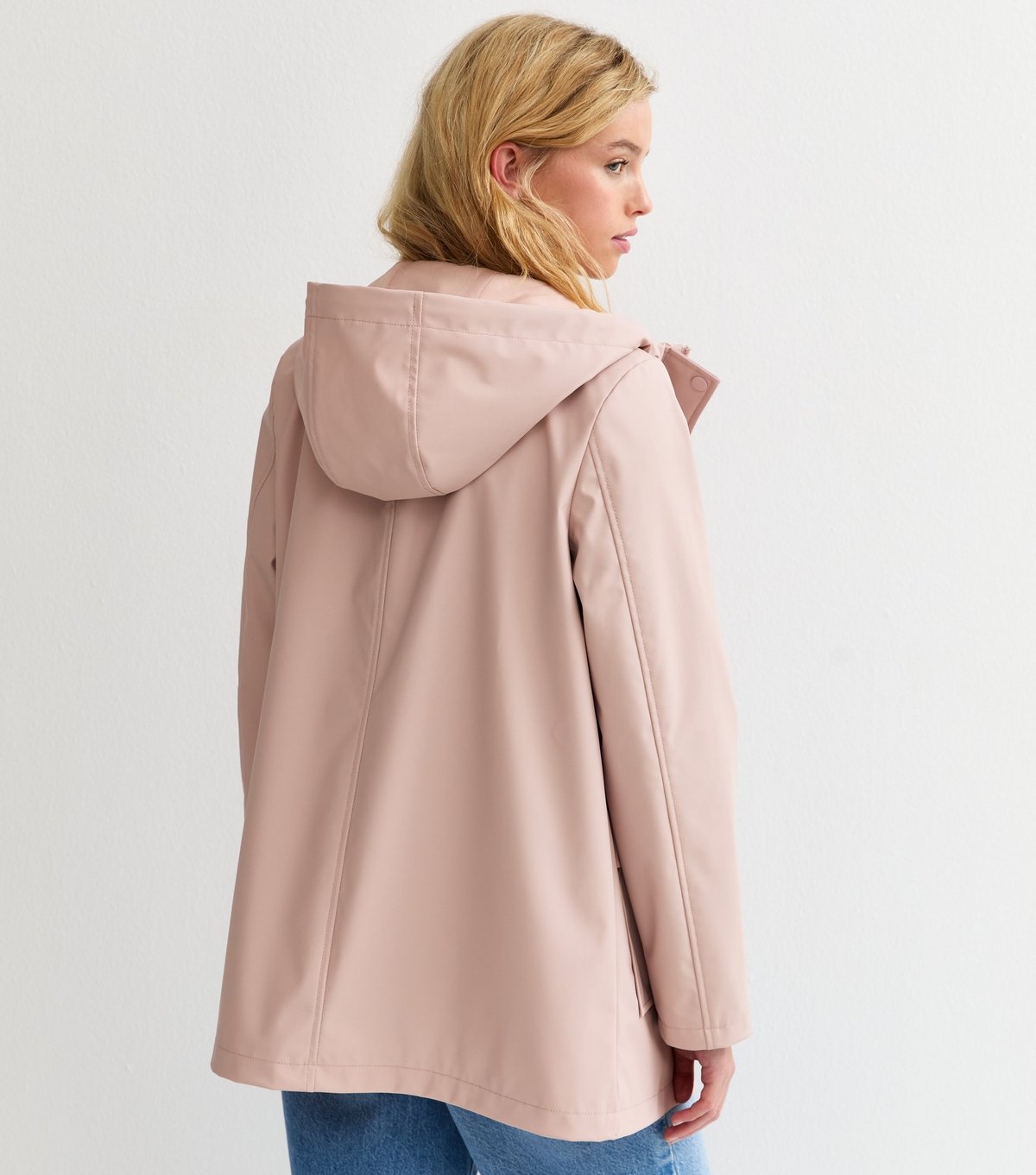 New Look Women's Pale Pink Water Resistant Drawstring Hood Rain Anorak New Look - 4