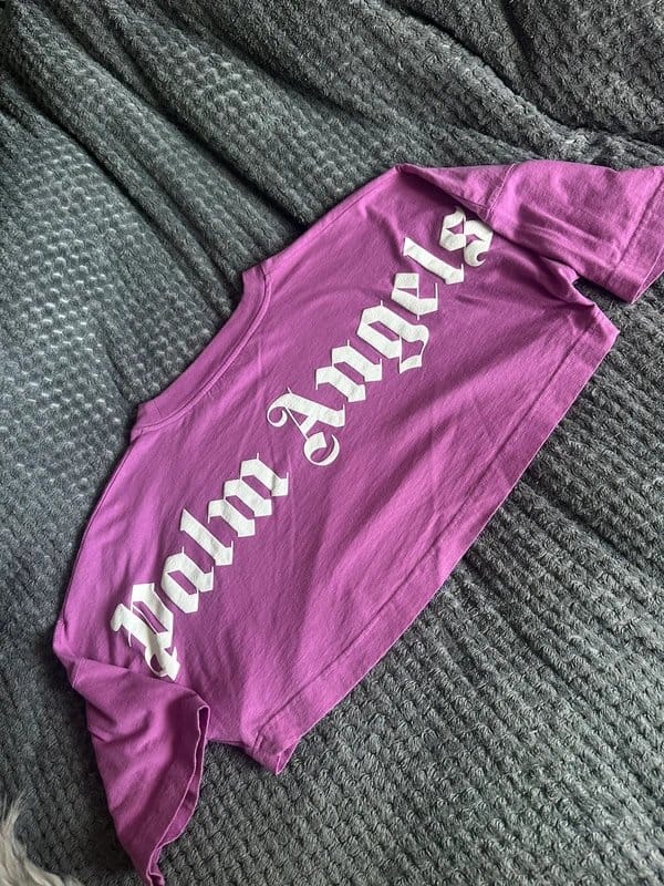 Palm Angels Purple Cropped Logo T-Shirt