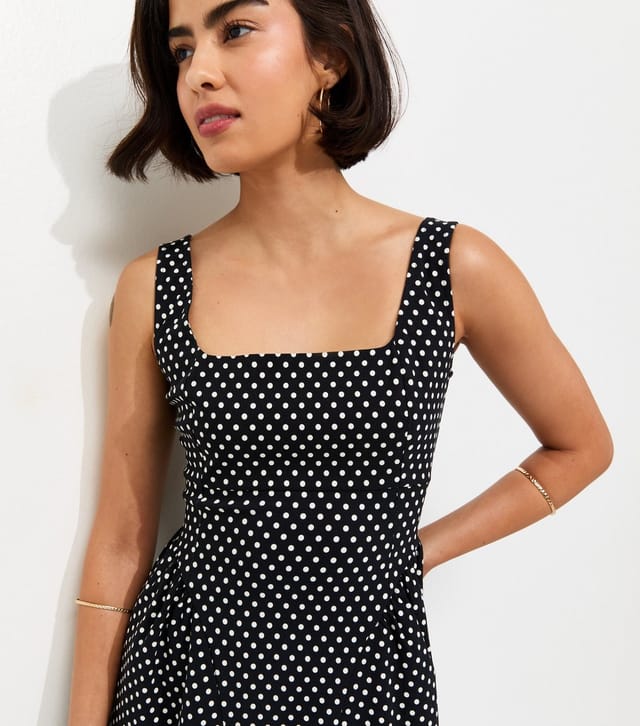 New Look Women's Black Spot Print Square Neck Midi Dress New Look - 2