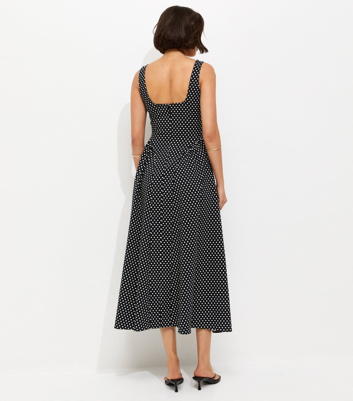 New Look Women's Black Spot Print Square Neck Midi Dress New Look - 4