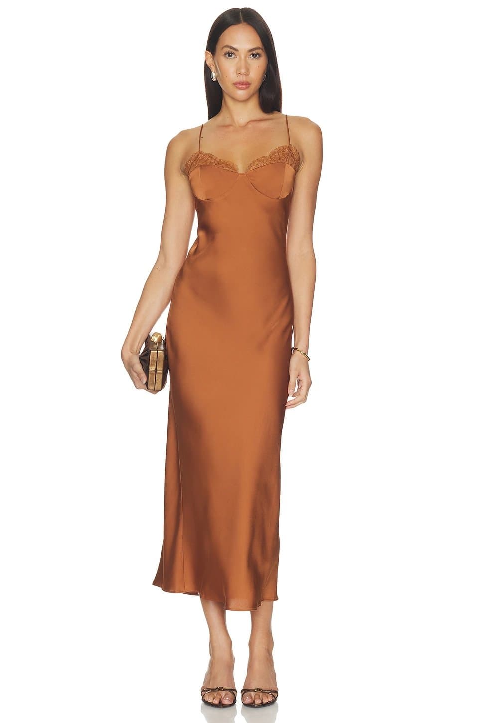 revolve Revolve Caramelized Satin Slip Dress