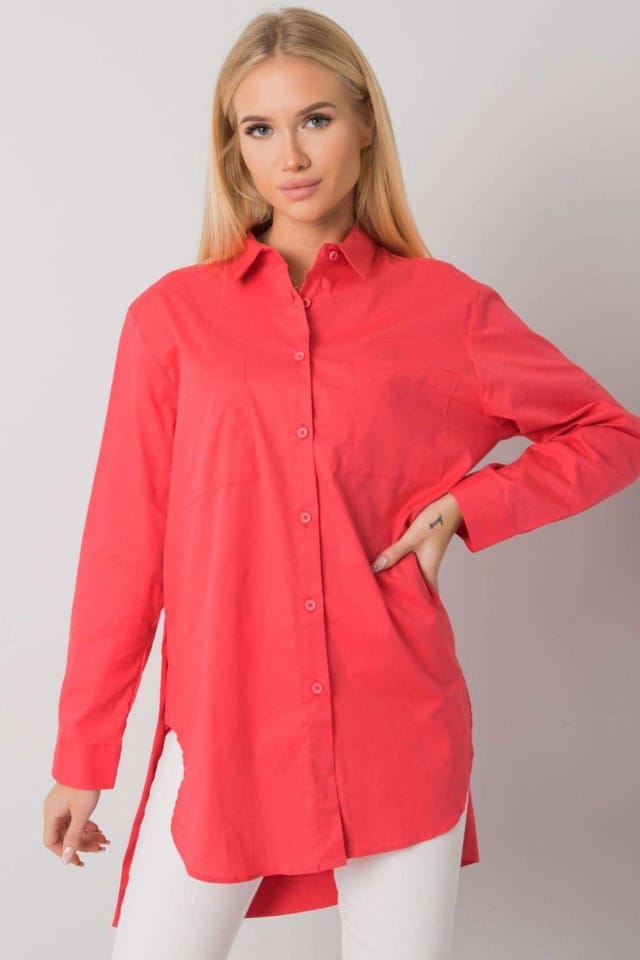 Love Lace Love Lace Women's Long Sleeve Buttoned Cotton Shirt Long Cut in Pink - 2