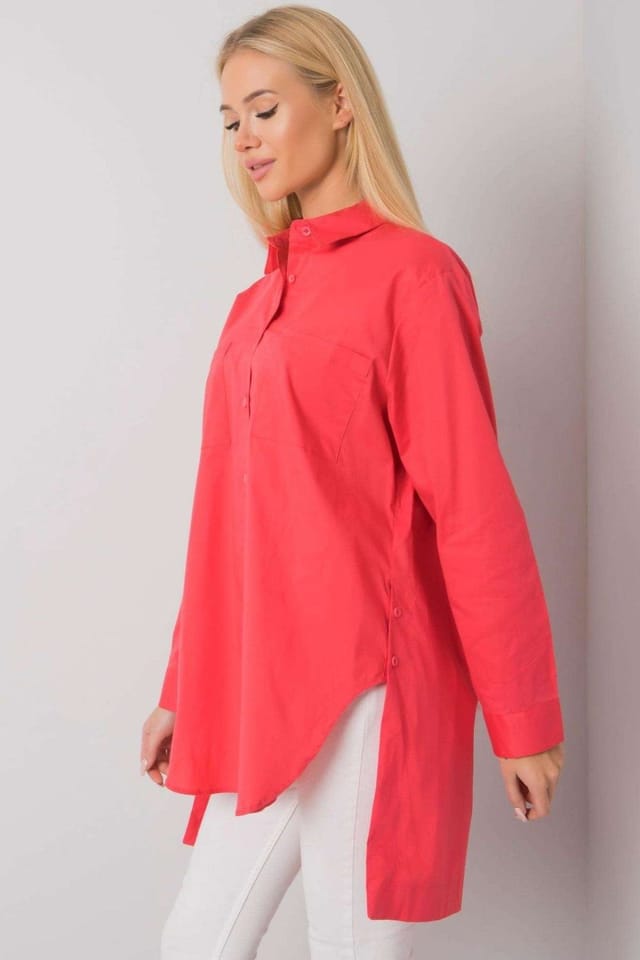 Love Lace Love Lace Women's Long Sleeve Buttoned Cotton Shirt Long Cut in Pink - 3