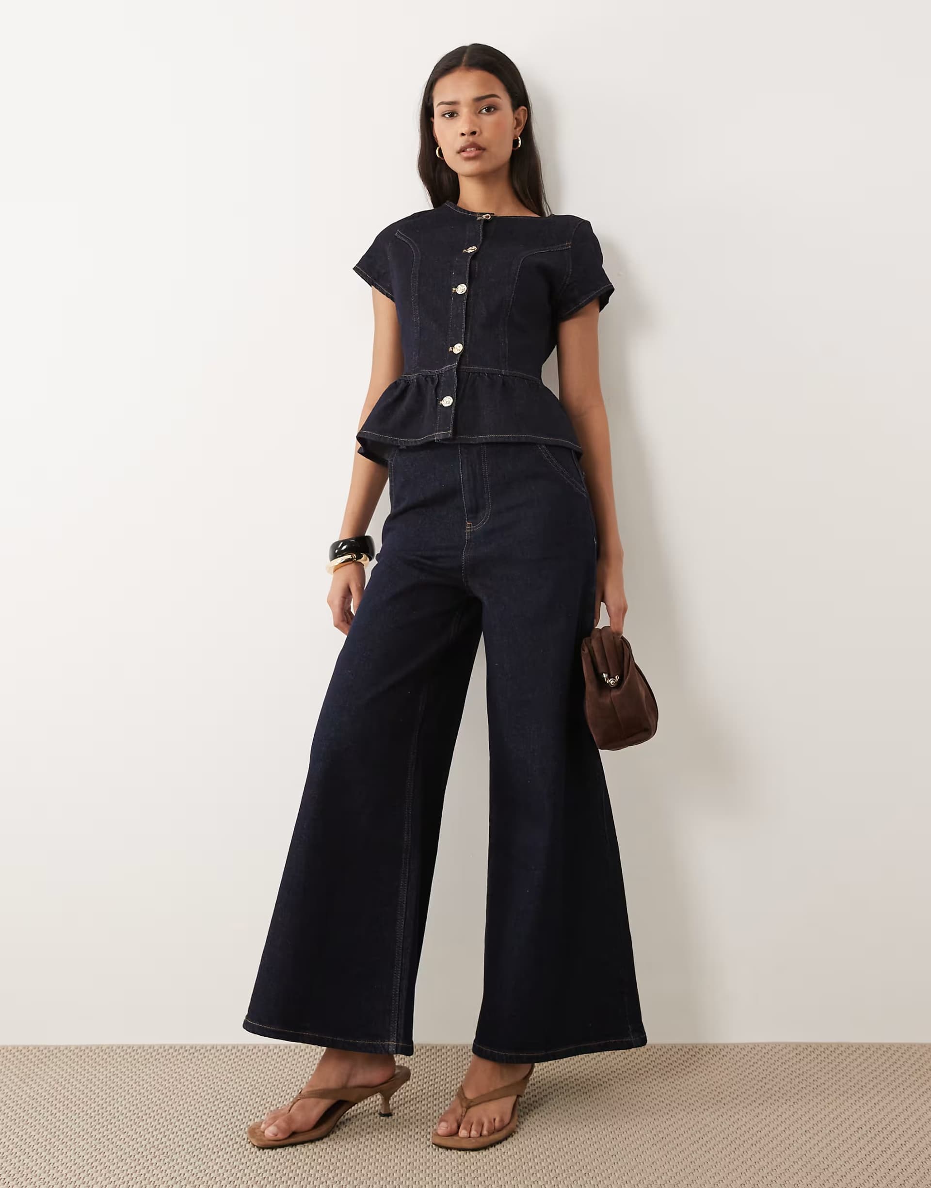 ASOS Miss Selfridge flare denim jean co ord in indigo