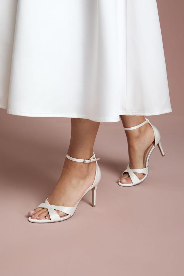Coast Coast Women's Bridal Cadenza Satin Cross Strap High Stiletto Heel Sandals in Ivory - 3