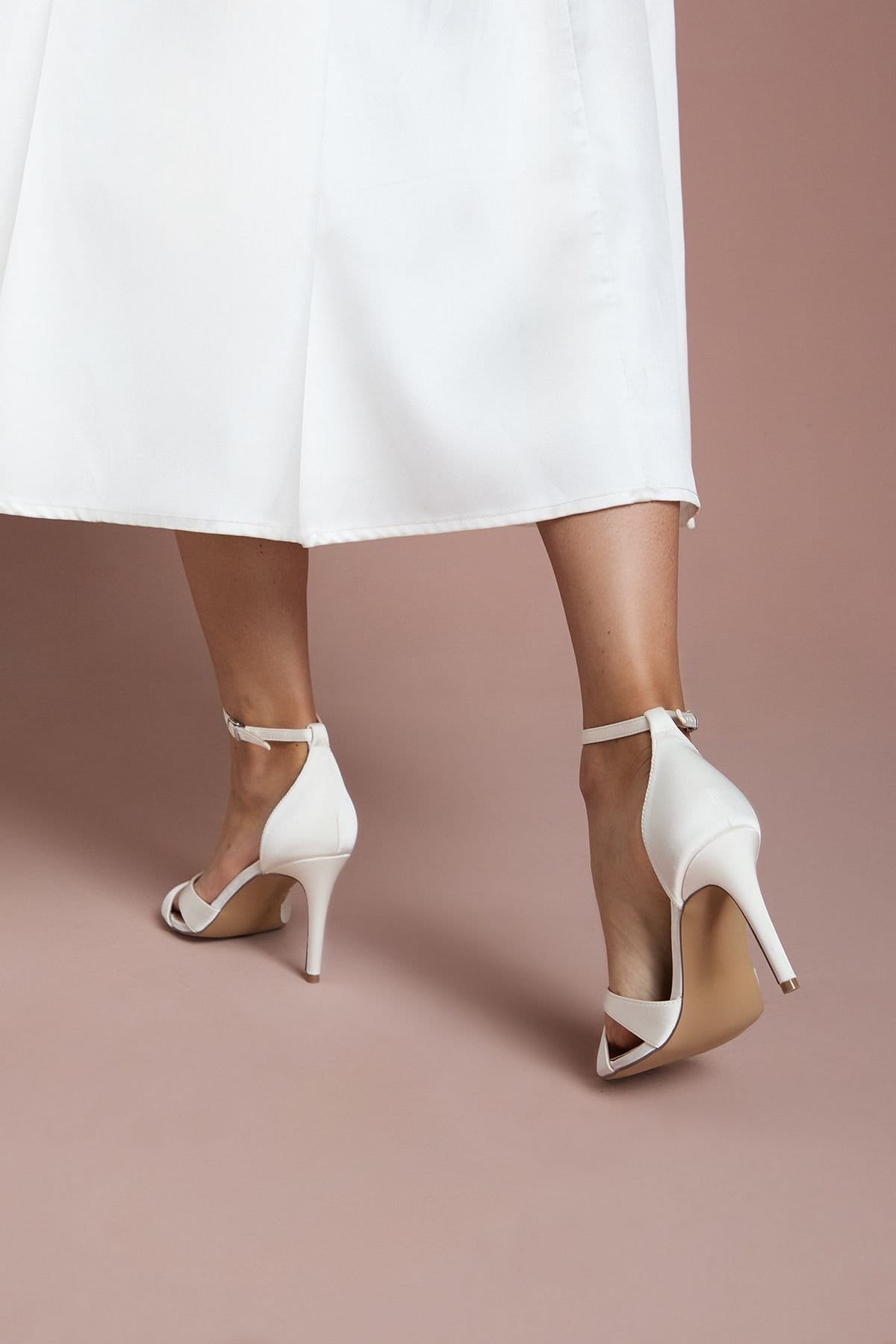 Coast Coast Women's Bridal Cadenza Satin Cross Strap High Stiletto Heel Sandals in Ivory - 4