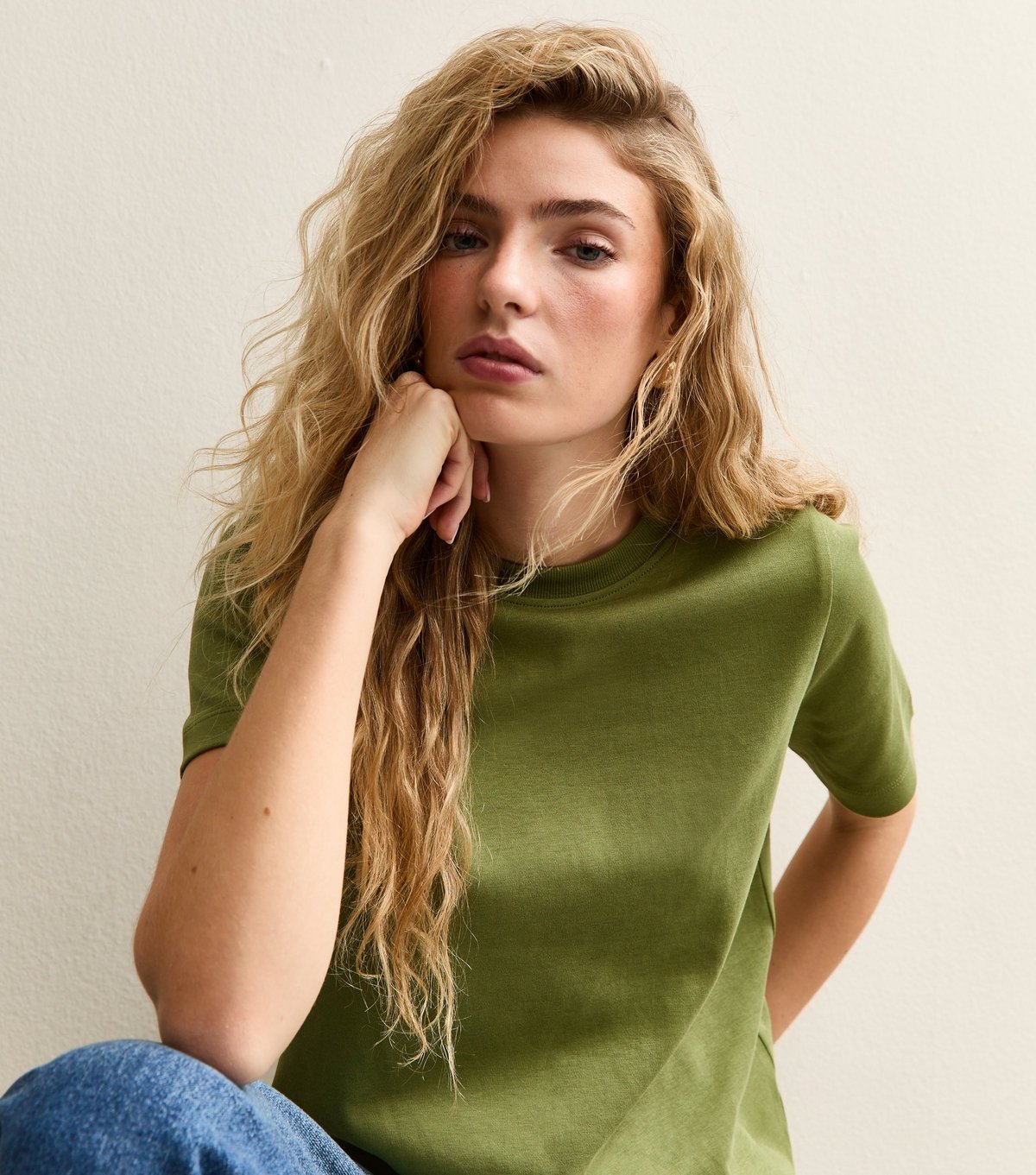 New Look Women's Premium Dark Khaki Heavyweight Cotton T-Shirt New Look - 3