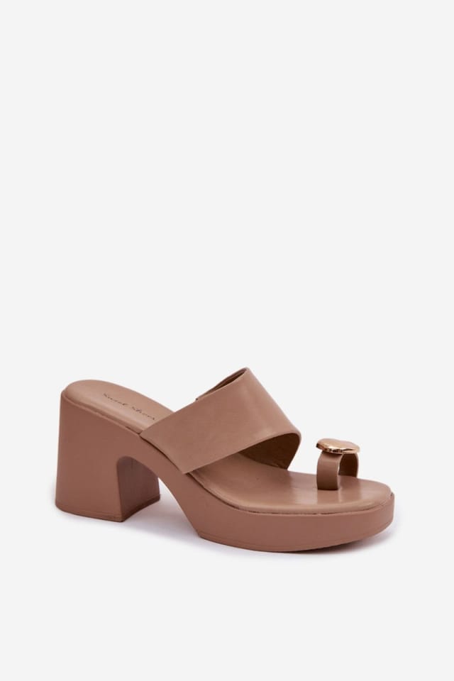 Love Lace Love Lace Women's Gold Detail Platform Heeled Sandals with Column Heel Comfort in Beige - 2