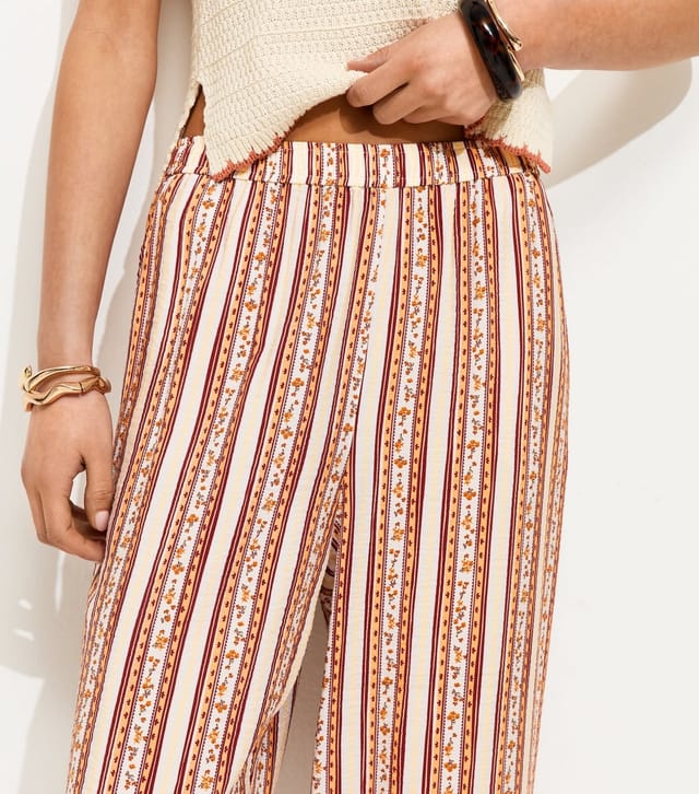 New Look Women's Red Floral Striped Wide Leg Trousers New Look - 3