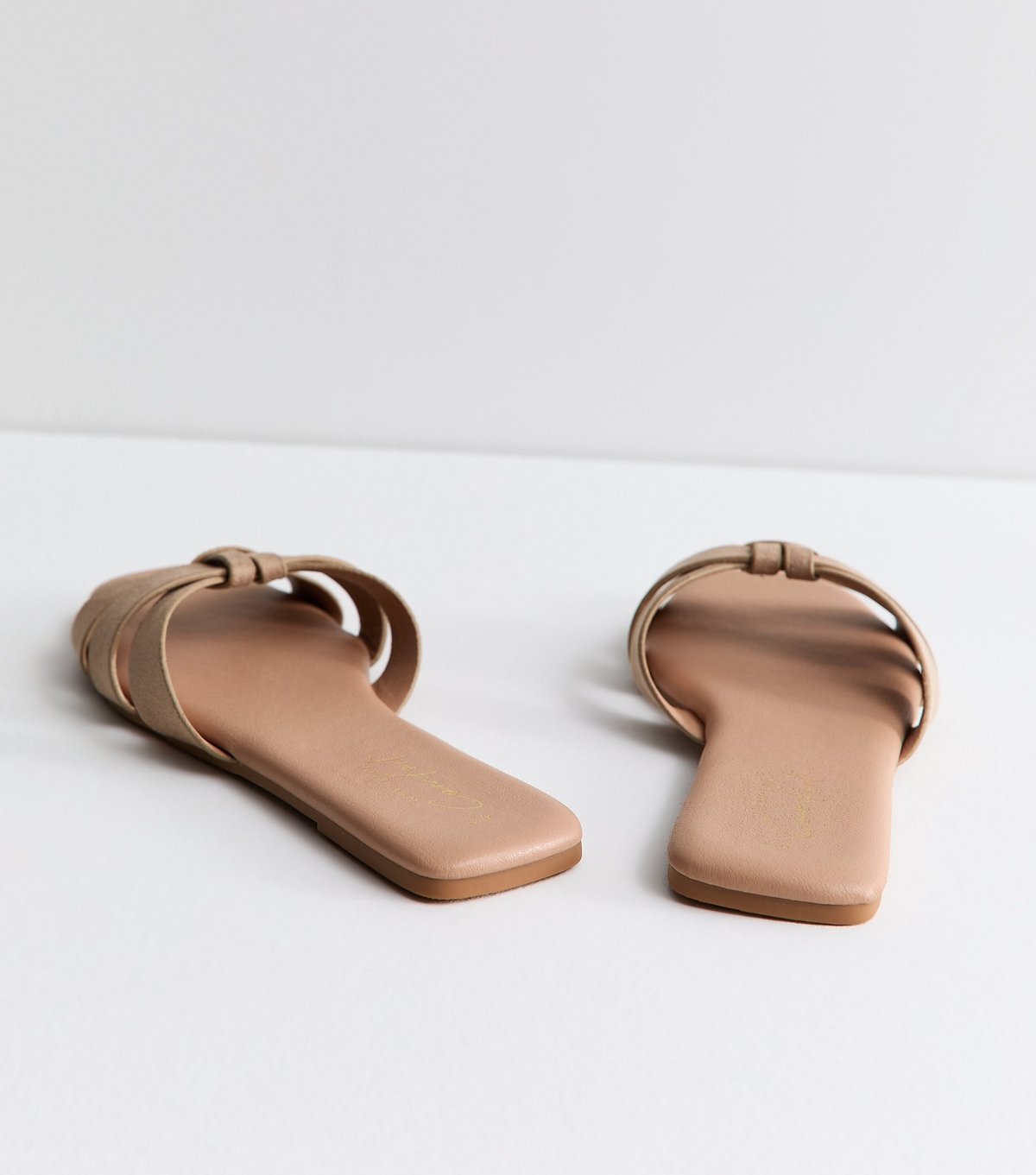 New Look Women's Light Brown Faux Leather Interwoven Strap Flat Sandals Vegan New Look - 4