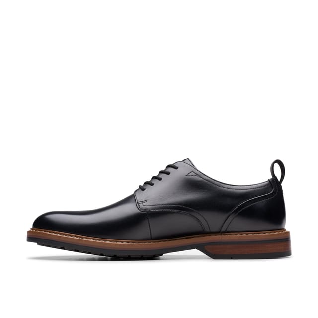 Clarks Clarks Men's Aldwin Lace Black Leather Derby Shoes, Lace Up - 2