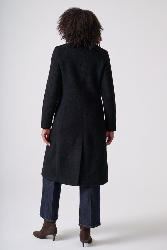 Klass. Klass. Women's Funnel Neck Boucle Coat in Black - 3