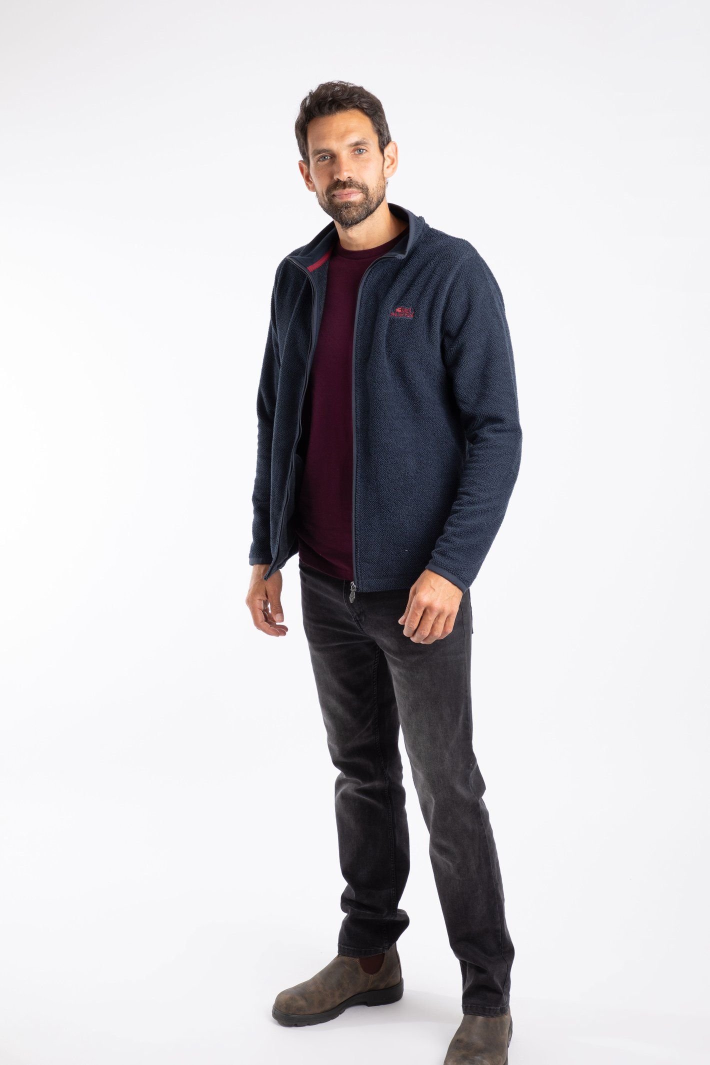 Weird Fish Weird Fish Men's Merrill Full Zip Textured Fleece in Midnight - 4