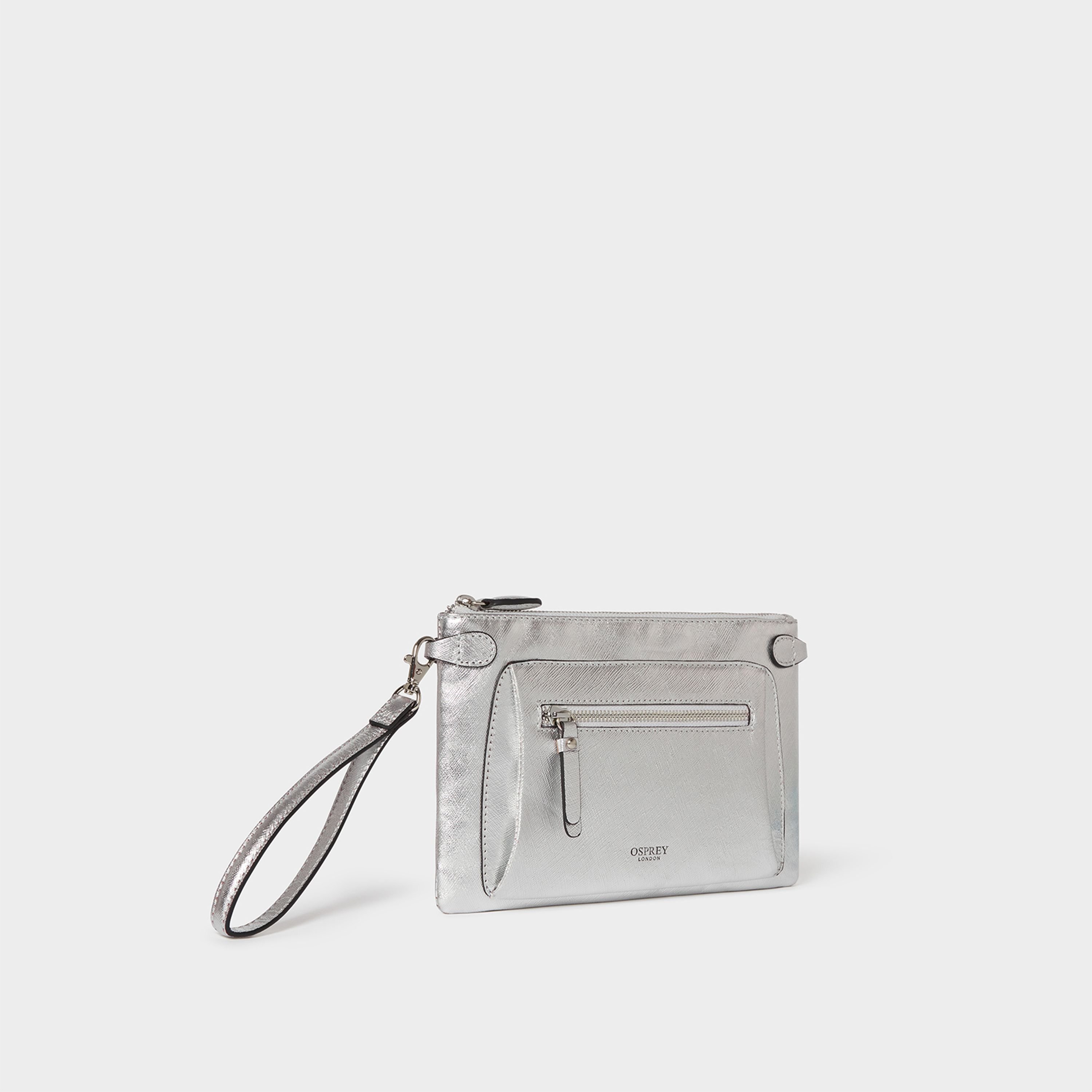 OSPREY LONDON OSPREY LONDON Women's The Ruby Leather Crossbody Clutch Bag in Metallic Silver - 2