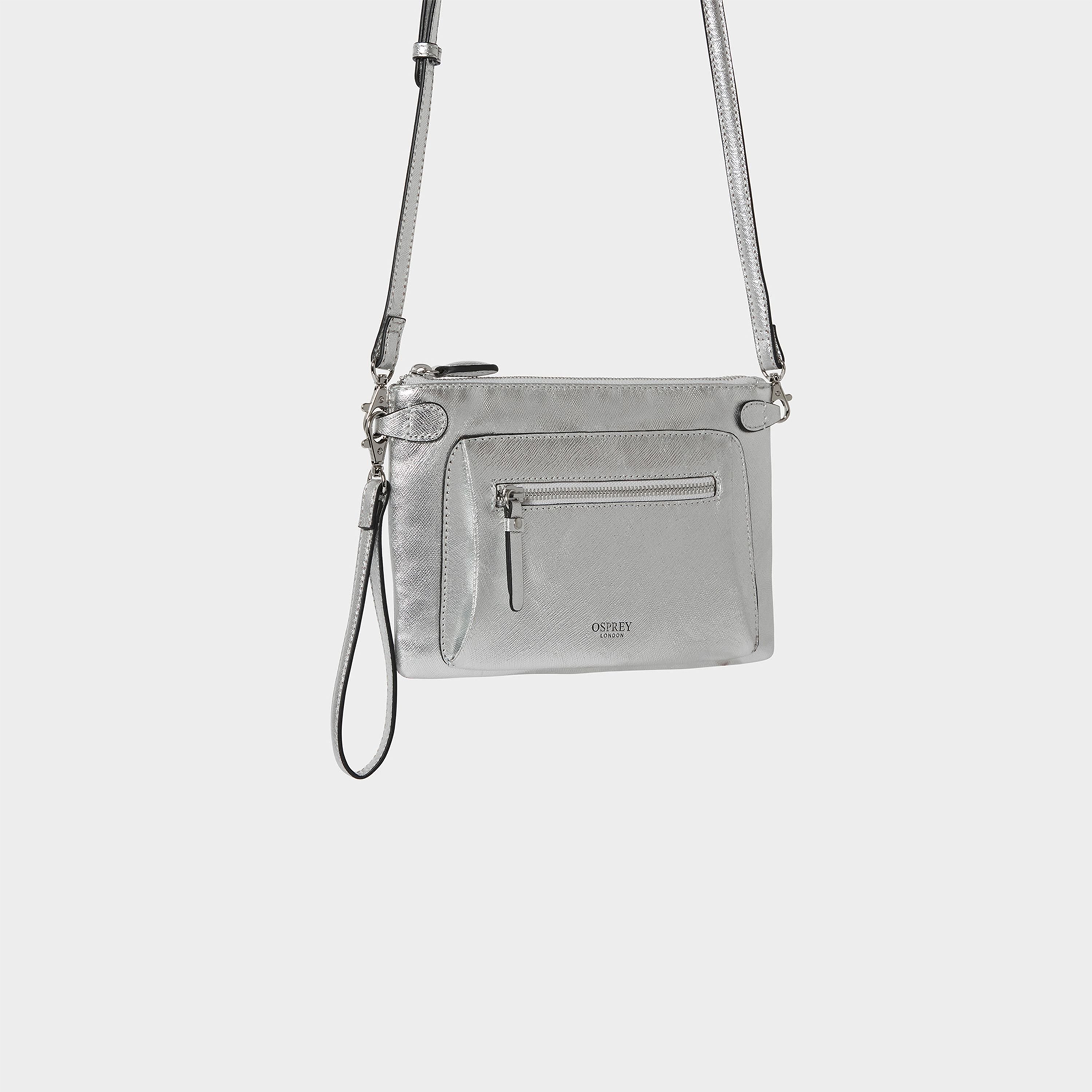 OSPREY LONDON OSPREY LONDON Women's The Ruby Leather Crossbody Clutch Bag in Metallic Silver - 3