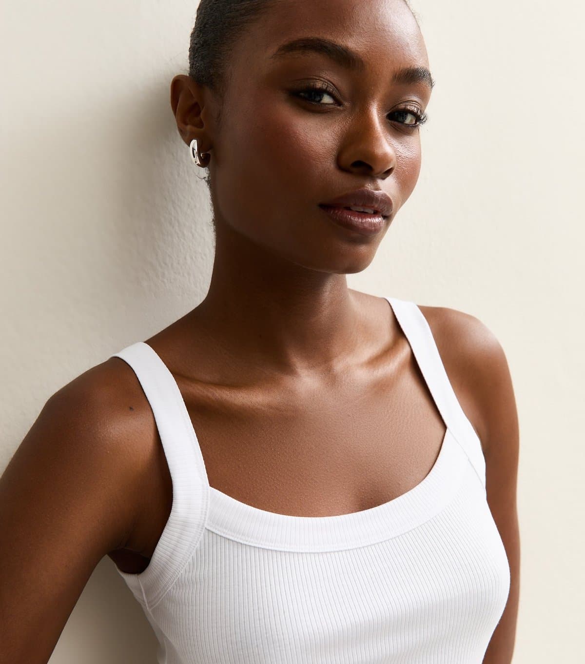 New Look New Look White Ribbed Scoop Neck Cami